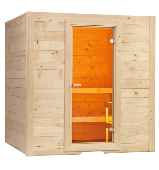 Massivholzsaunen von MAG Wellnesskonzepte – Modell Basic – Saunaausstellung an der B2 bei Augsburg