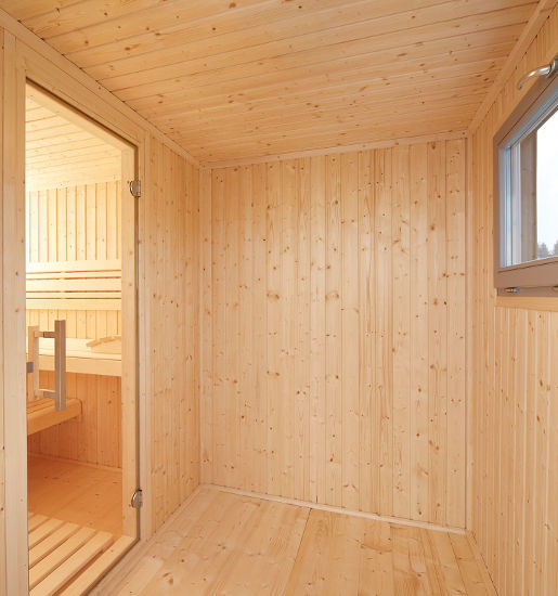 Gartensauna Luna 2 – mit HPL-Platten – bei MAG Wellnesskonzepte, dem Saunaspezialist für Berlin und Brandenburg